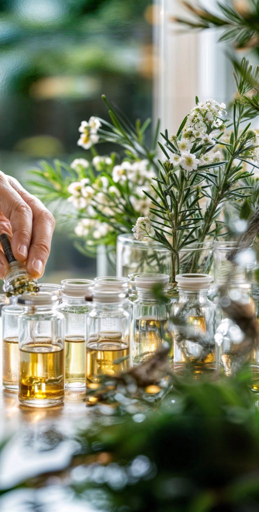 Homeopath Preparing Natural Remedies. Measuring Herbal Extracts Into Small Glass Vials